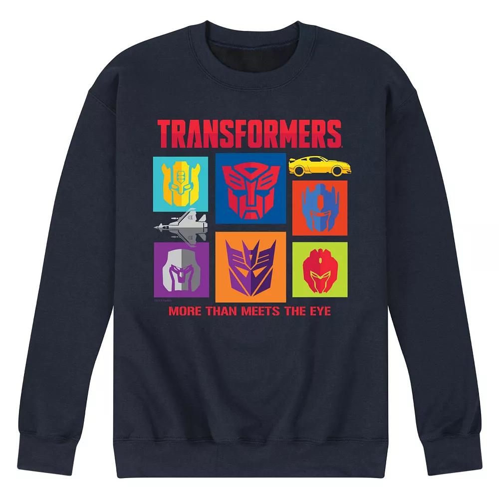 Mens Transformers Character Grid Fleece Sweatshirt Blue Product Image