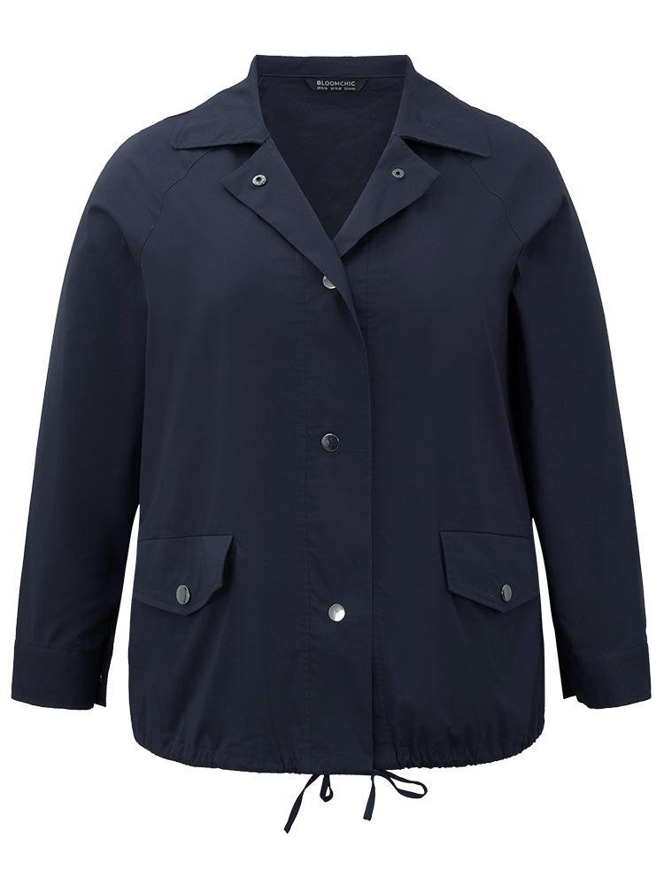 Cotton Button Fly Drawstring Hem Coat Female Product Image