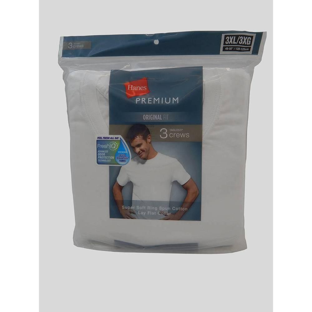 Hanes Premium Men's Big & Tall Crew Neck T-Shirt Undershirt 3pk - White 4XL Product Image
