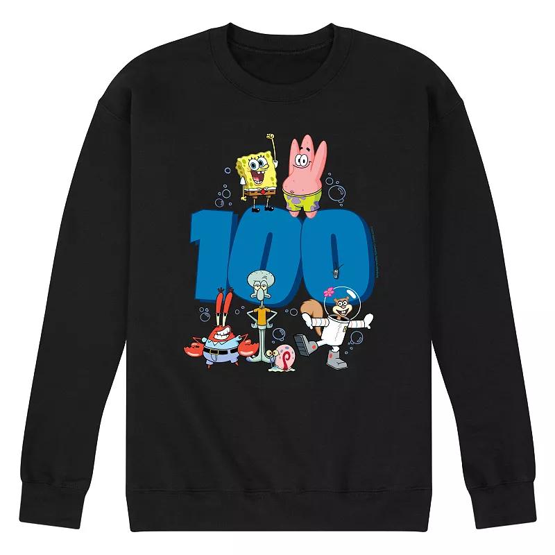 Mens SpongeBob SquarePants 100 Days Fleece Sweatshirt Grey Gray Product Image