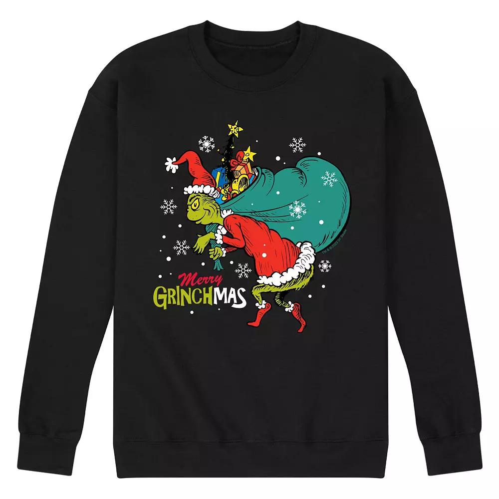 Men's Dr. Seuss The Grinch Merry Grinchmas Toy Bag Fleece Sweatshirt,  Product Image