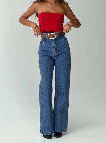 Zephee High Rise Wide Leg Jeans Light Wash Product Image