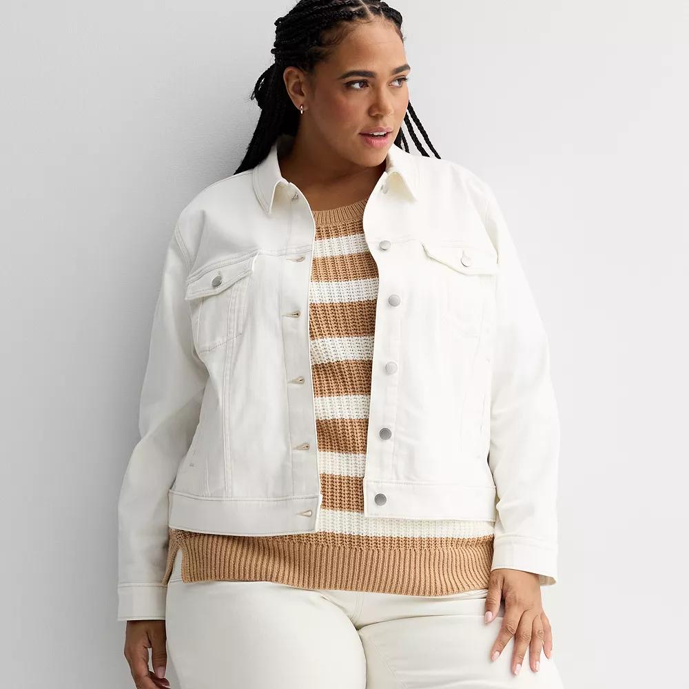 Plus Size Sonoma Goods For Life® Denim Jacket, Women's, Size: 5XL, White Product Image