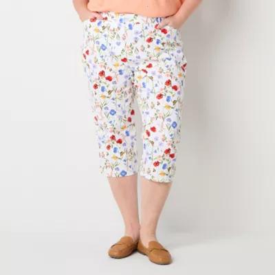 St. John's Bay Secretly Slender Womens Straight Mid Rise Plus Capri Pant Product Image