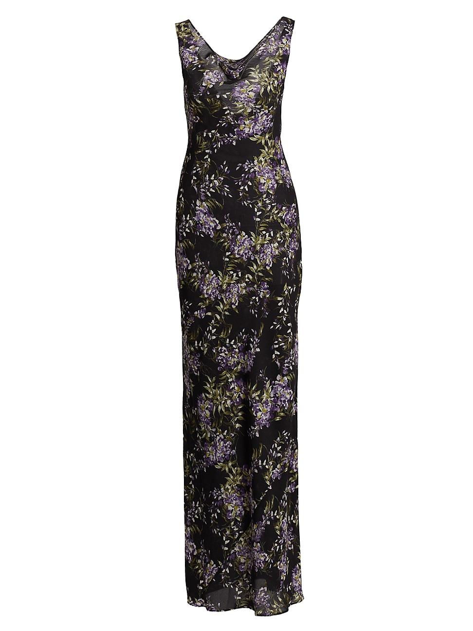 Womens Floral Cowlneck Maxi Dress Product Image