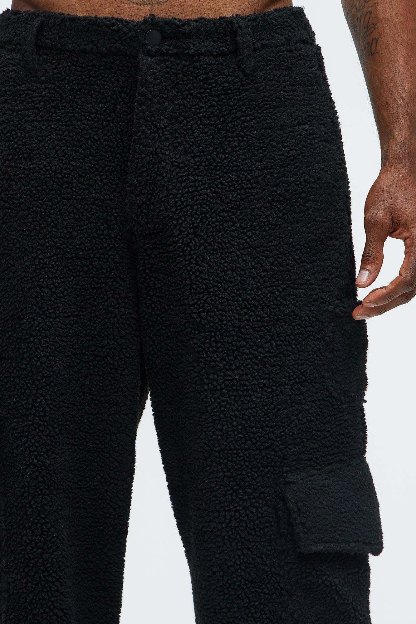 Axel Polar Fleece Baggy Cargo Pants - Black Product Image