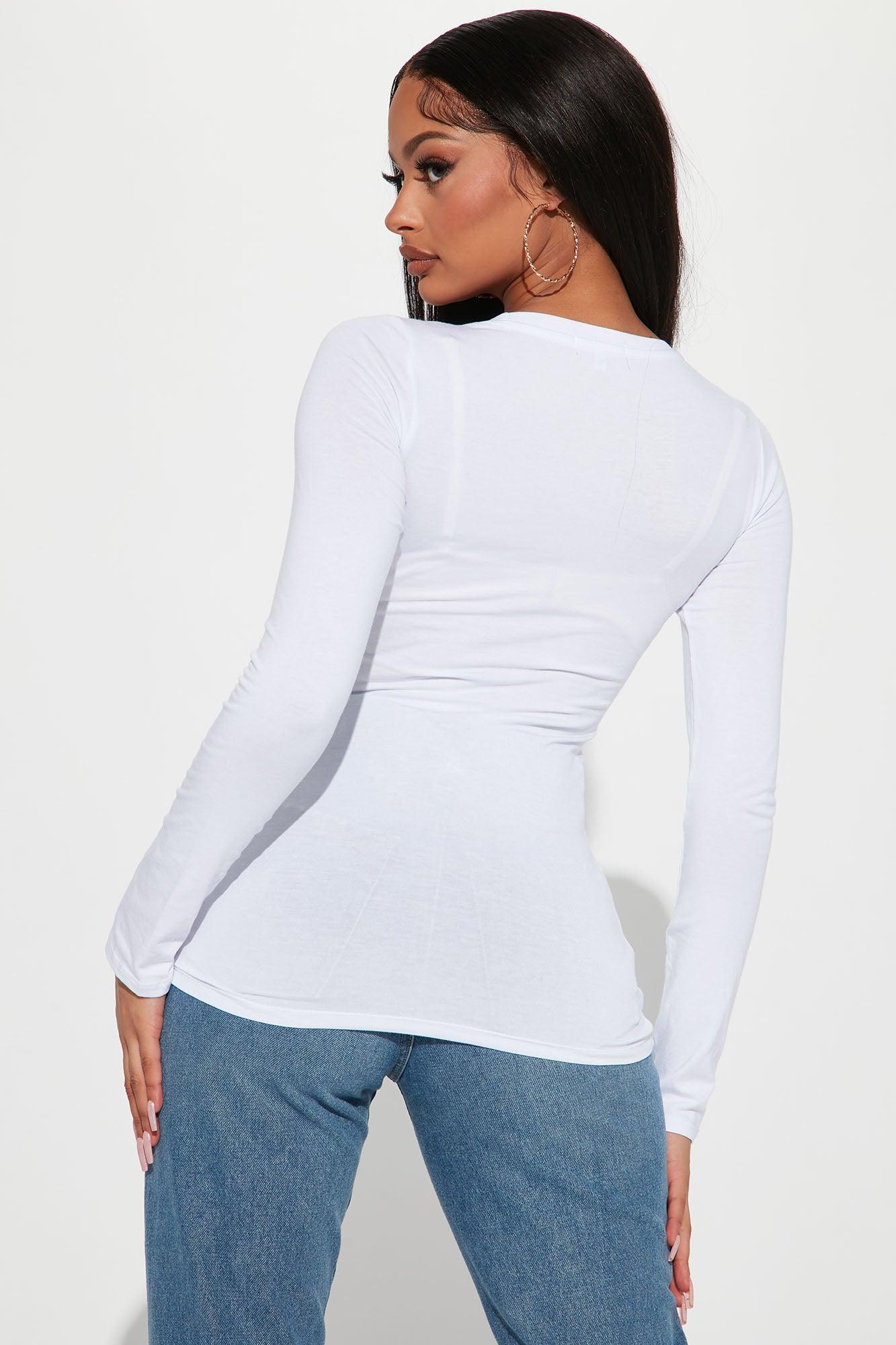 Briana Long Sleeve Top - White Product Image
