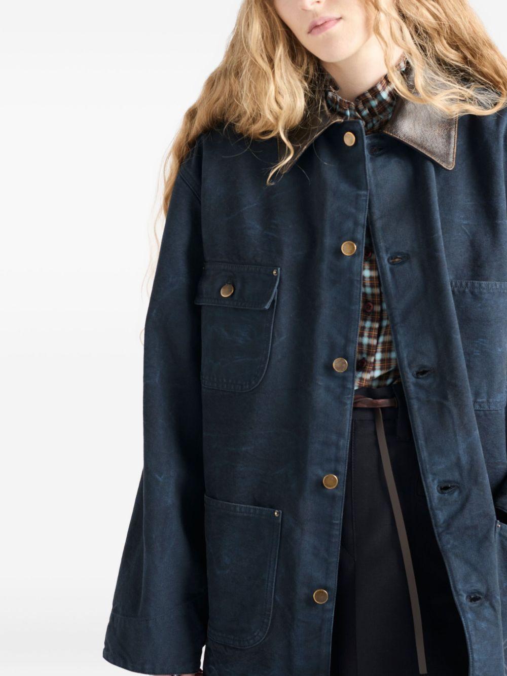 leather-collar button jacket Product Image