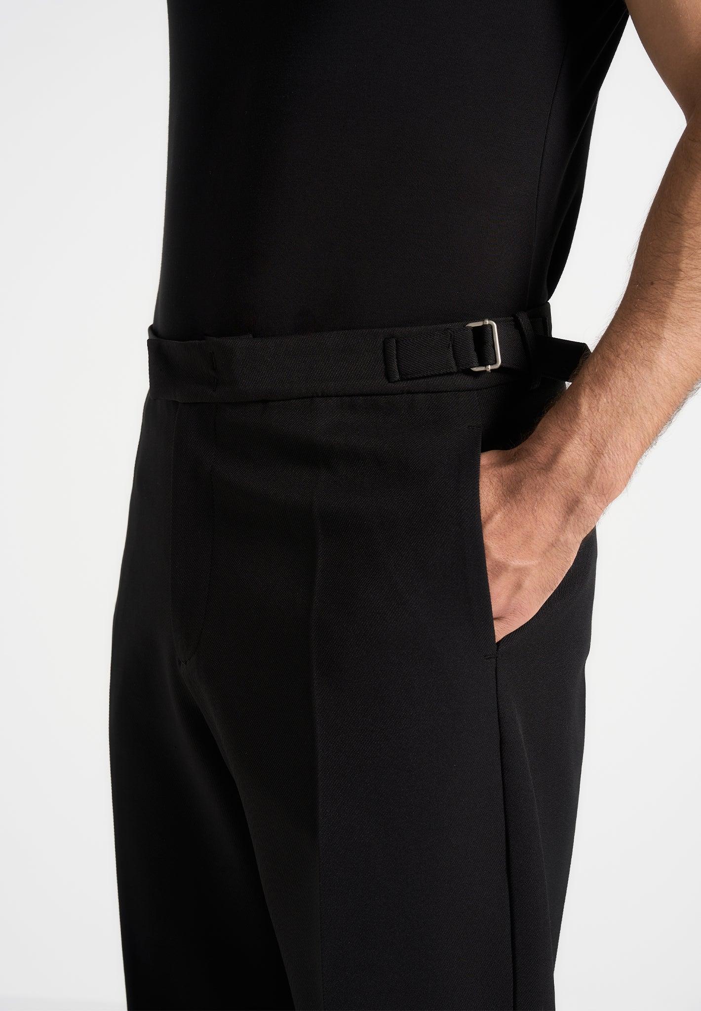 Boris - Relaxed Fit Tailored Button Cuff Trousers - Black Male Product Image
