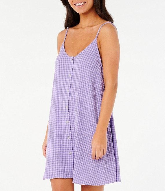 Rip Curl Premium Surf Gingham Sleeveless Swim Cover Up Dress Product Image