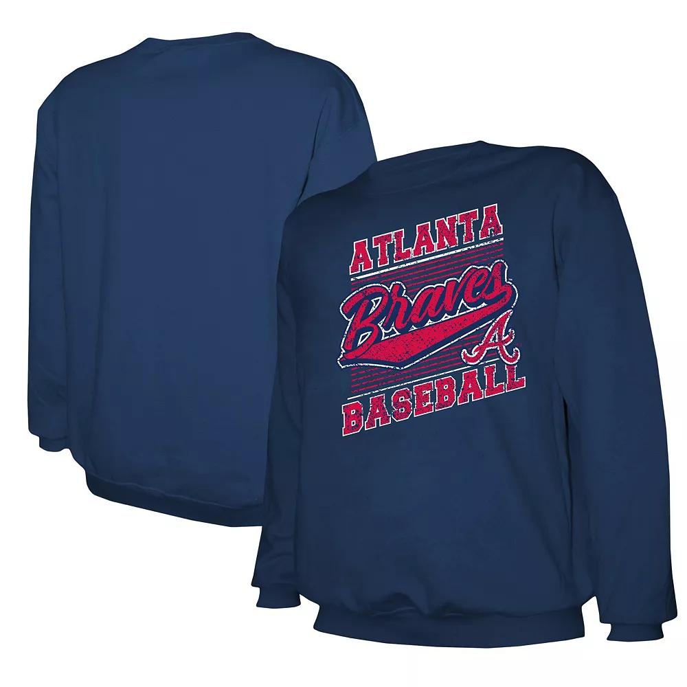 Men's Stitches Navy Atlanta Braves Pullover Sweatshirt,  Product Image