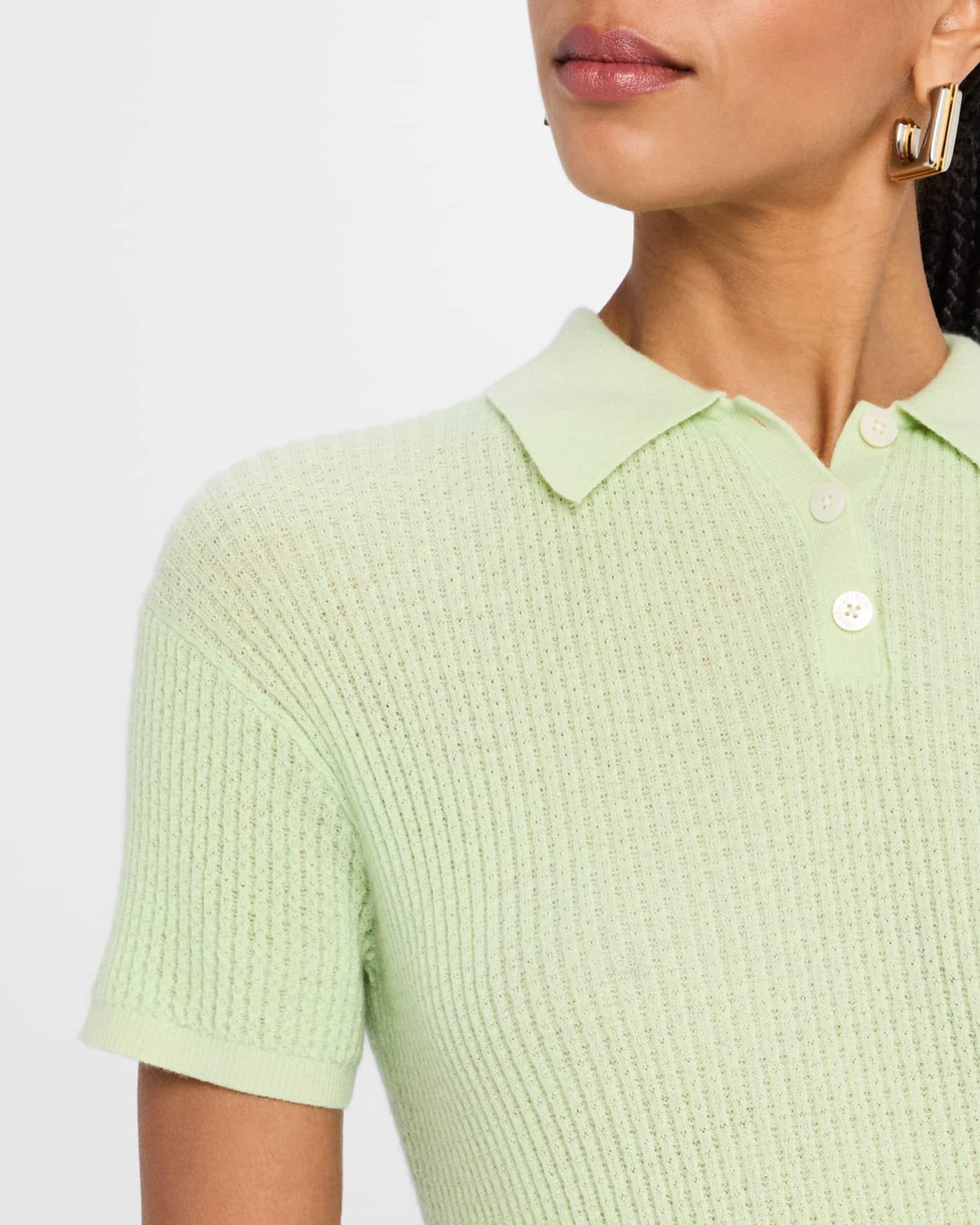 Cashmere Short-Sleeve Shrunken Polo Sweater Product Image