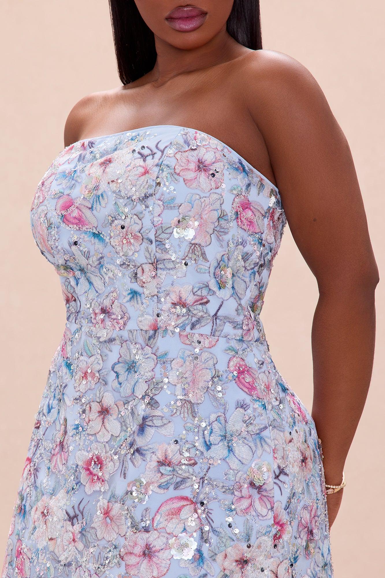 Mariah Floral Embroidered Mini Dress - Blue/combo Female Product Image