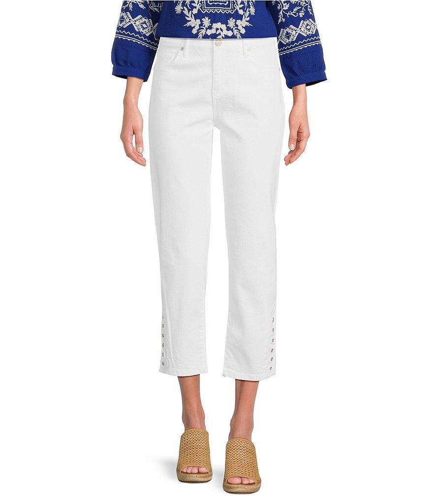 Code Bleu Chelsea High Rise Straight Leg Micro Snap Hem Jeans Product Image