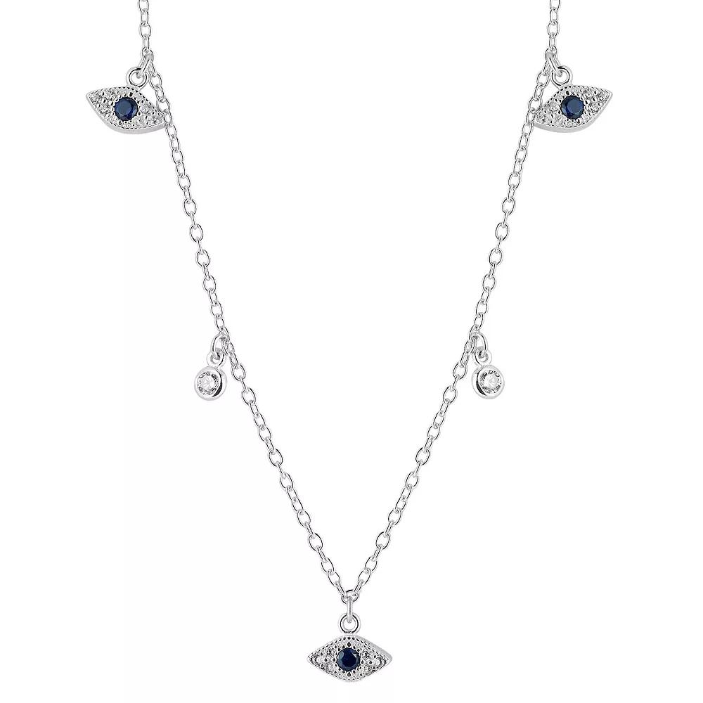 Sunkissed Sterling Sterling Silver Cubic Zirconia Eye Necklace, Women's, Size: 17", Silver Tone Product Image