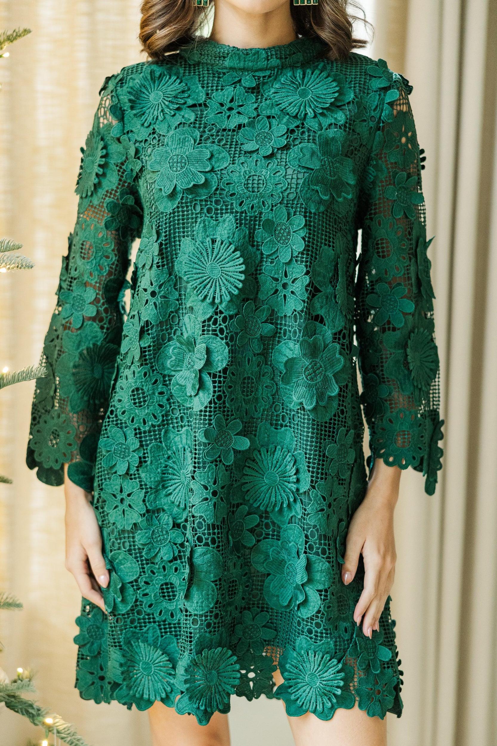 On This Day Emerald Green Lace Dress Female Product Image