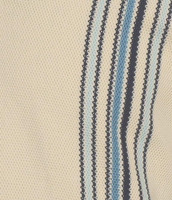 Rowm Short Sleeve Striped Johnny Collar Knit Sweater Shirt Product Image