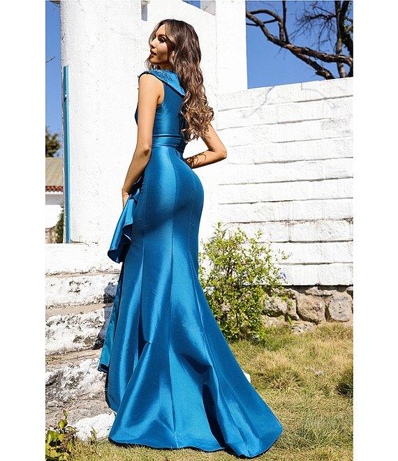 Terani Couture Taffeta V-Neck Sleeveless Gown Product Image