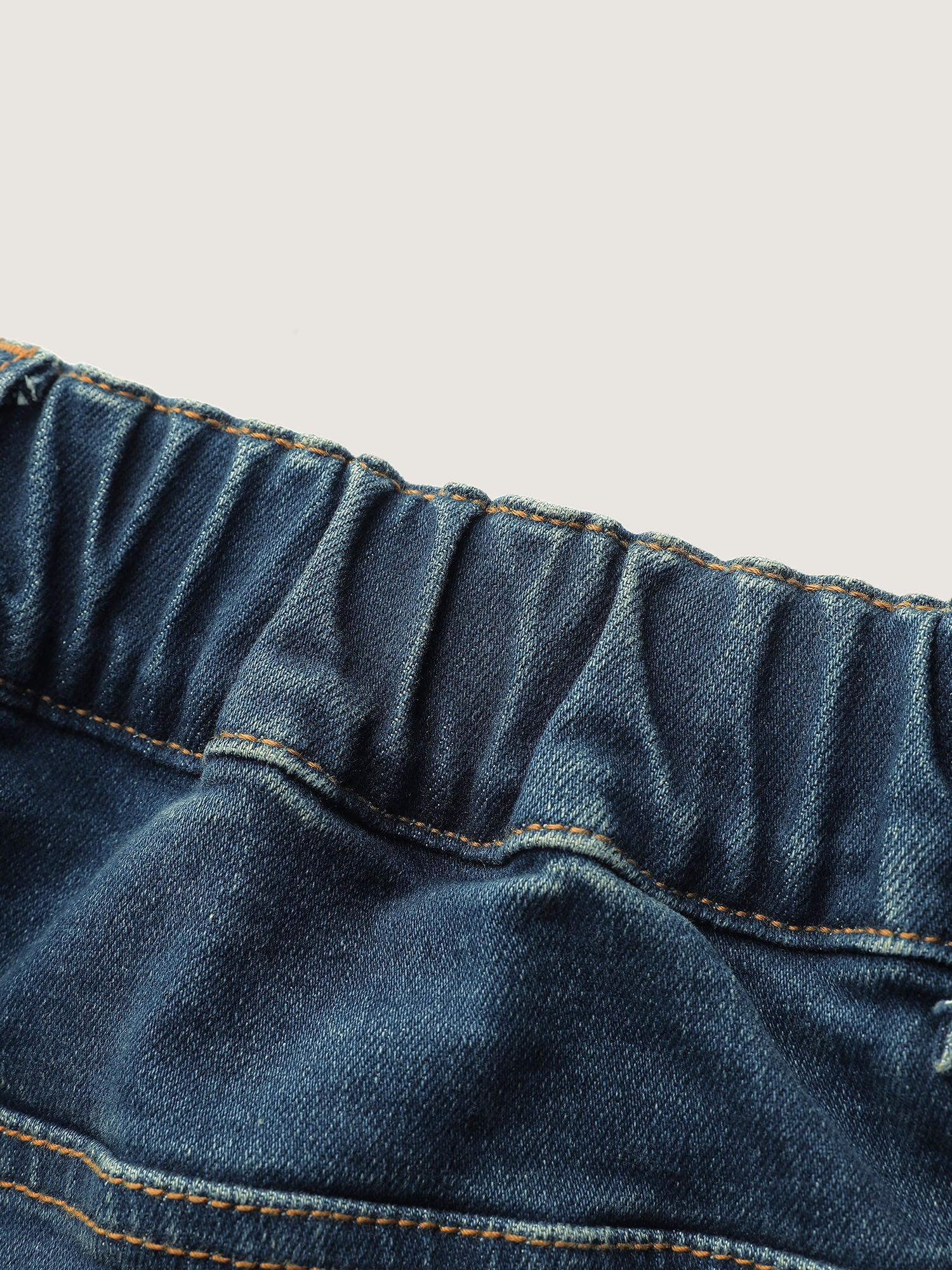 Retro Wash Stretchy Waist Straight-Leg Jeans Female Product Image