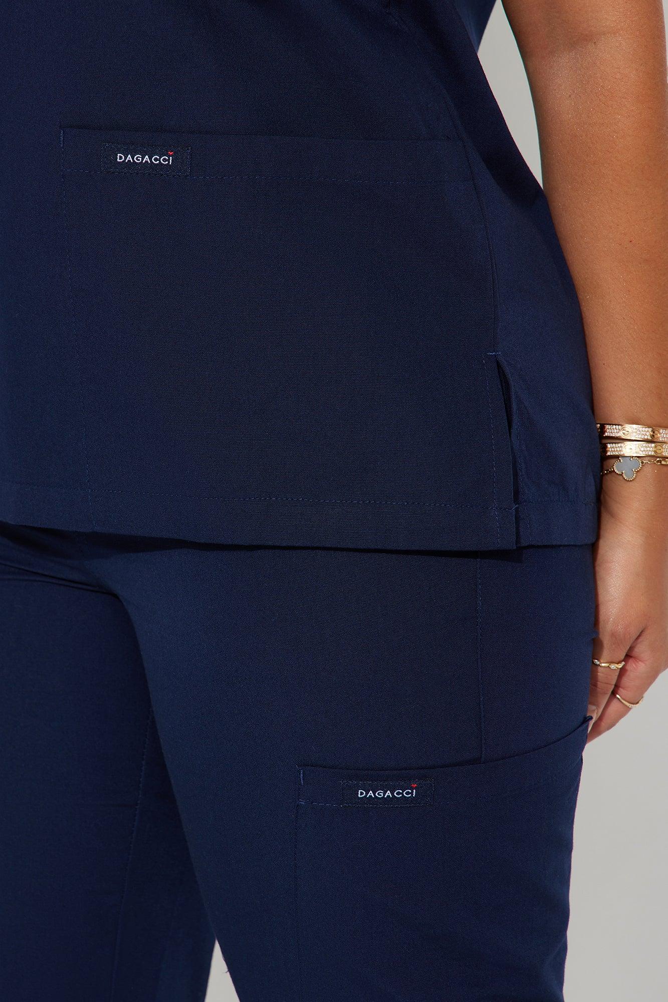 Checking In Cotton Blend Uniform 2 Piece Scrub Set - Navy Product Image