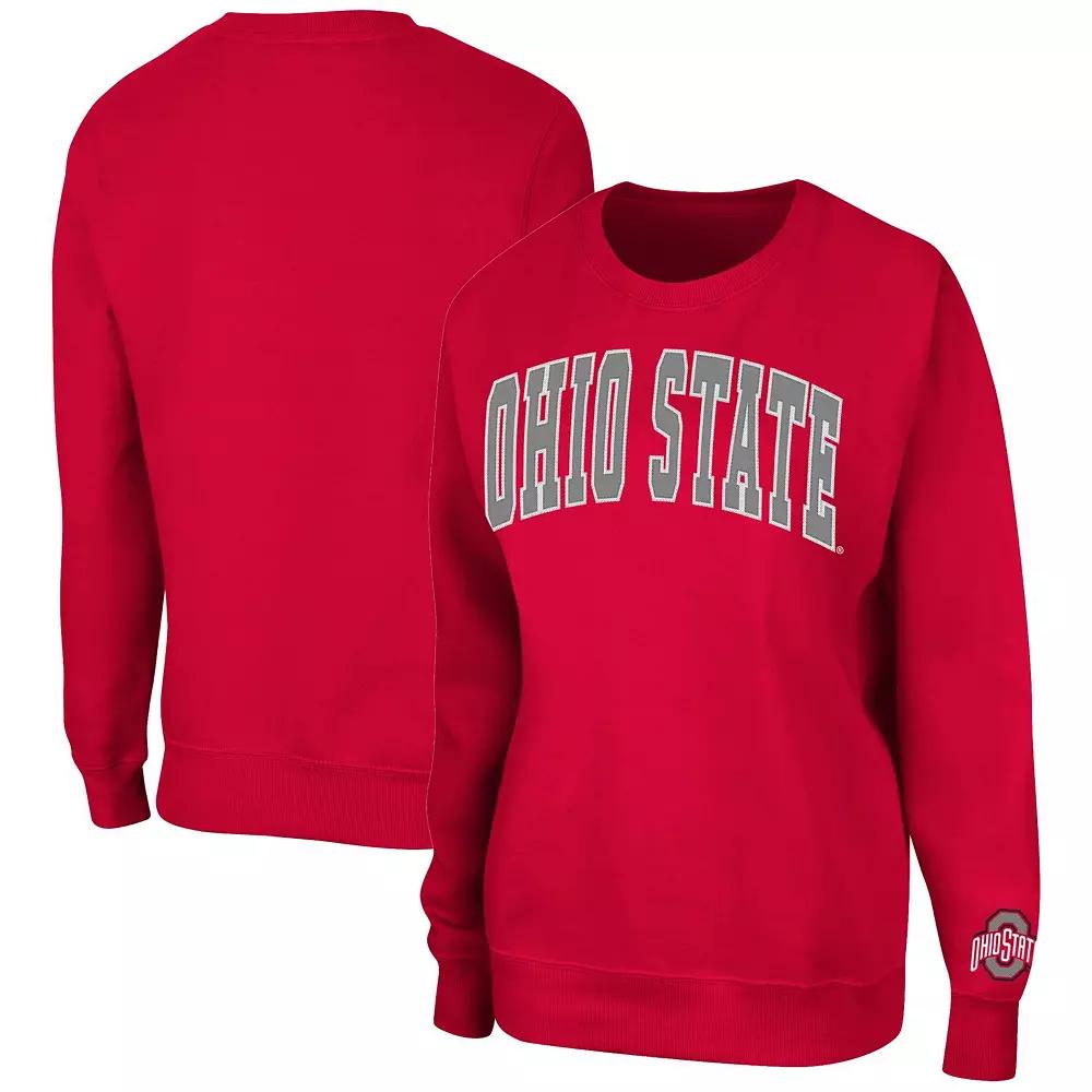 Women's Colosseum Scarlet Ohio State Buckeyes Campanile Pullover Sweatshirt,  Product Image