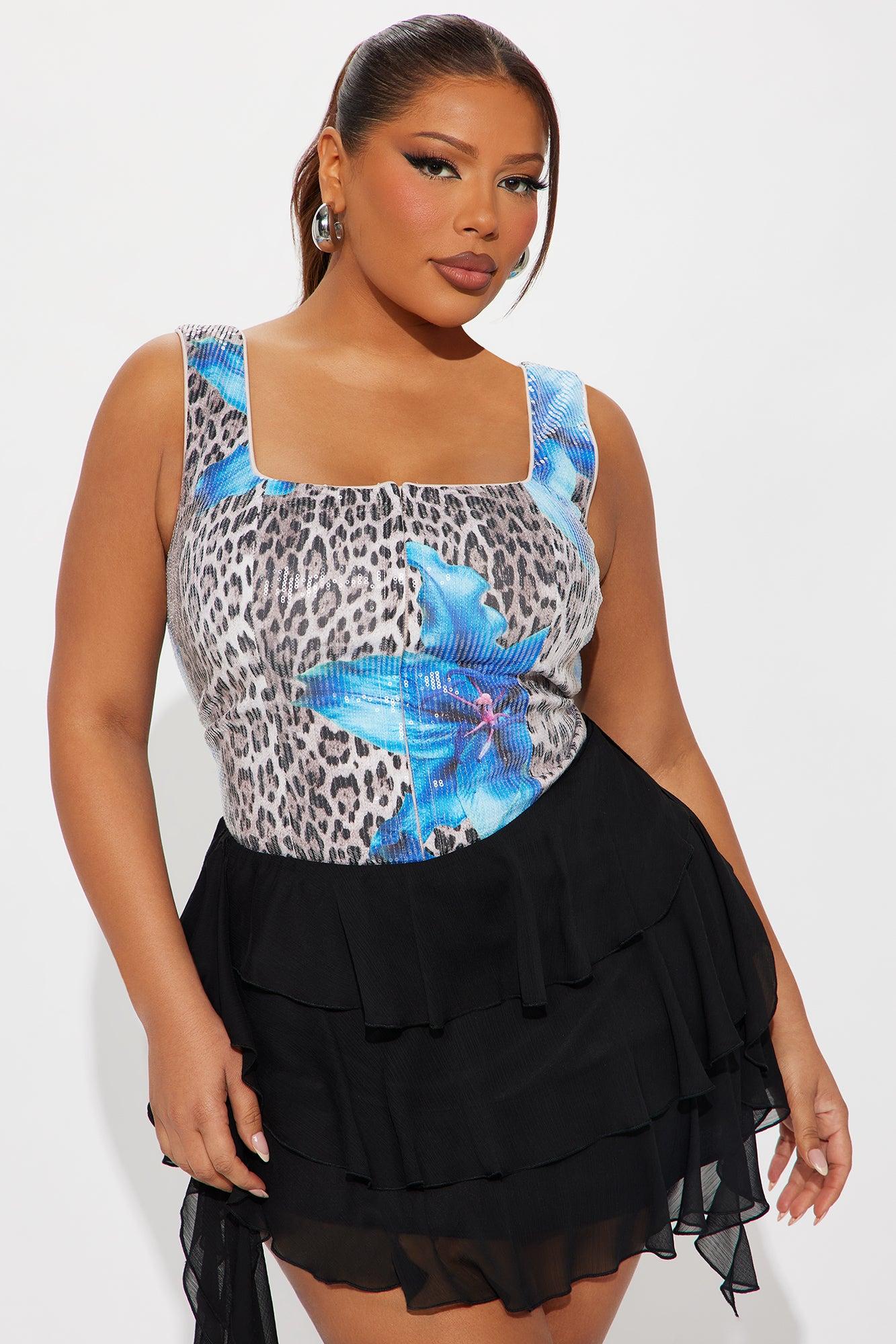 Look My Way Leopard Sequin Top - Leopard Female Product Image