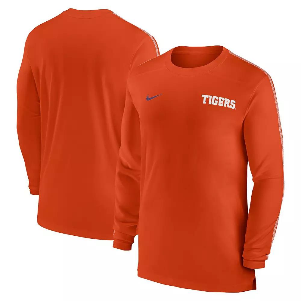 Men's Nike Orange Clemson Tigers 2024 Sideline Coach UV Performance Long Sleeve T-Shirt,  Product Image
