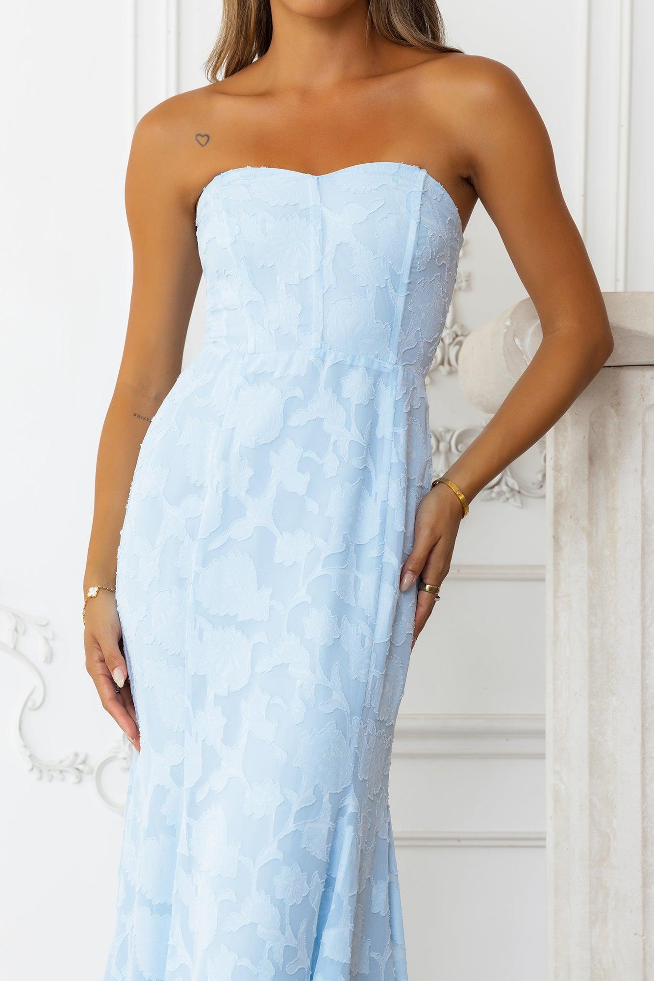 Sea Kissed Strapless Maxi Dress Blue Product Image