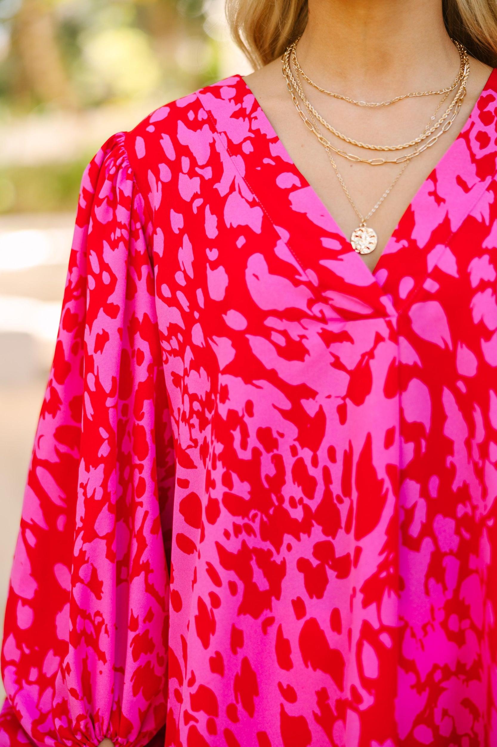 Feeling Fun Fuchsia Pink Leopard Blouse Female Product Image