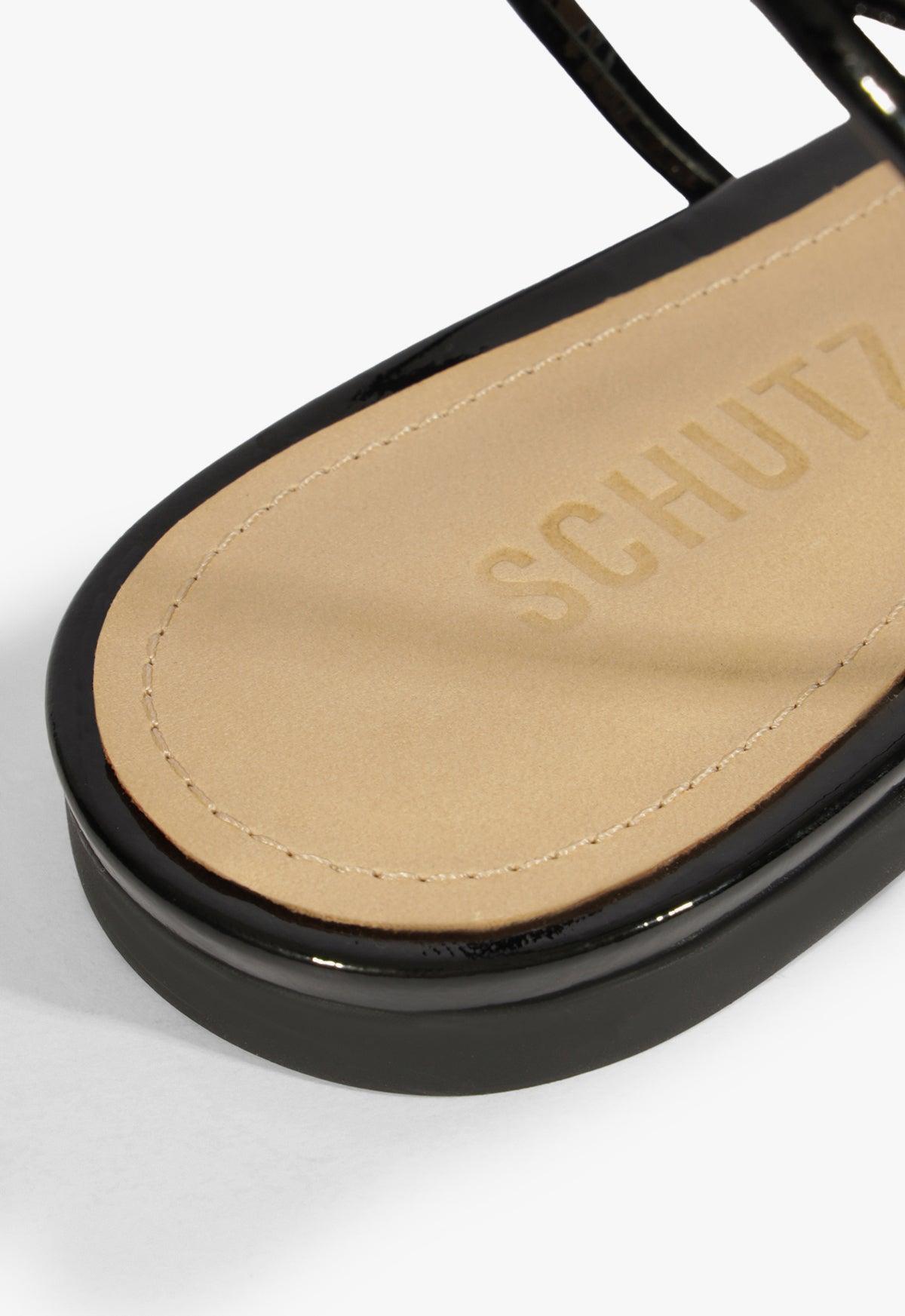 Inez Black Leather Flat Sandal Product Image