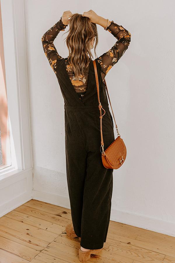 Falling For You Corduroy Jumpsuit in Black Product Image
