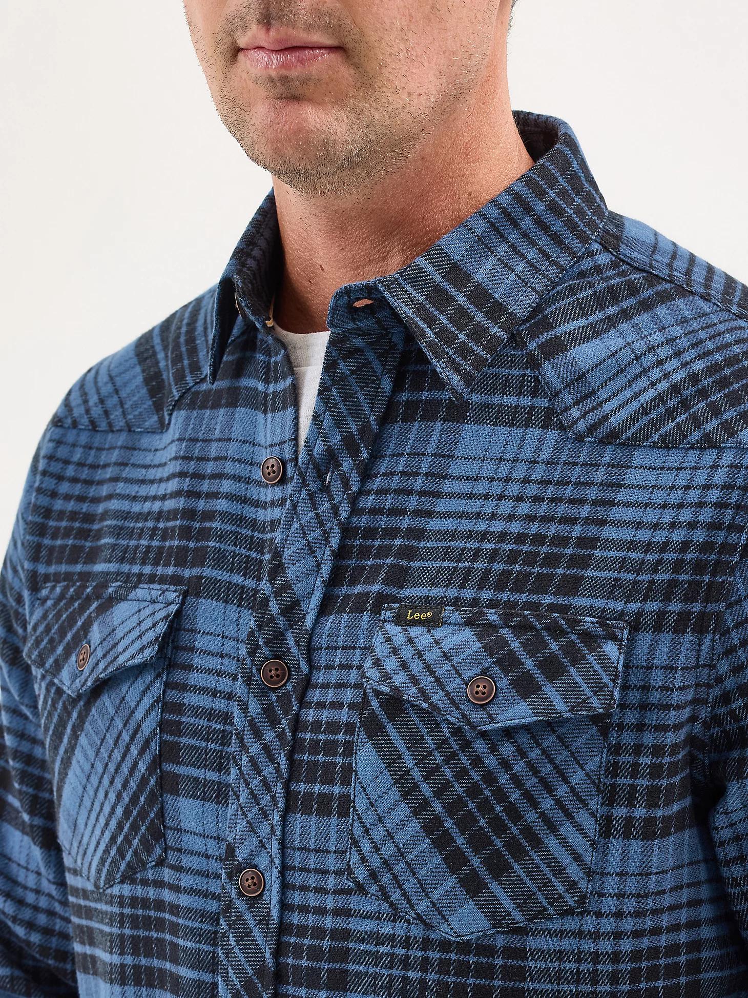 Men's Stretch Flannel Western Plaid Shirt | Men's Tops & Tees | Lee® Product Image