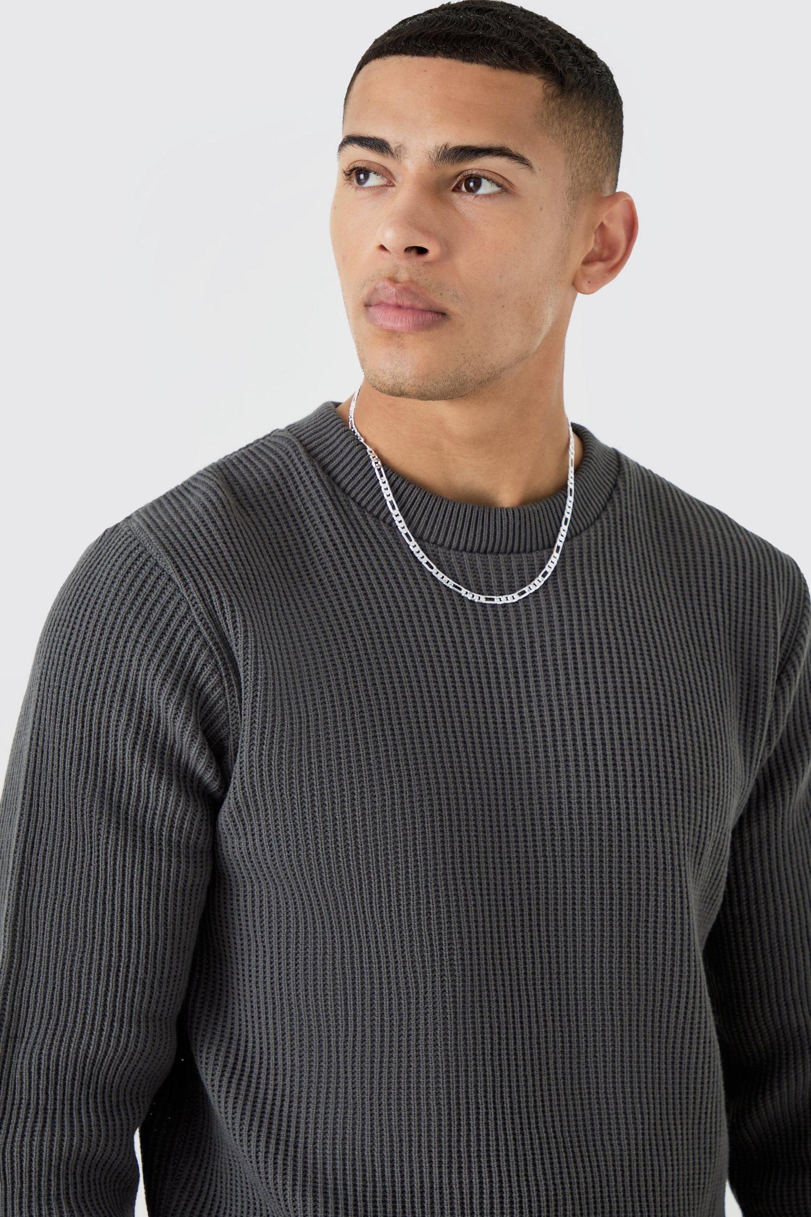 Regular Fit Waffle Knit Sweater | boohooMAN USA Product Image