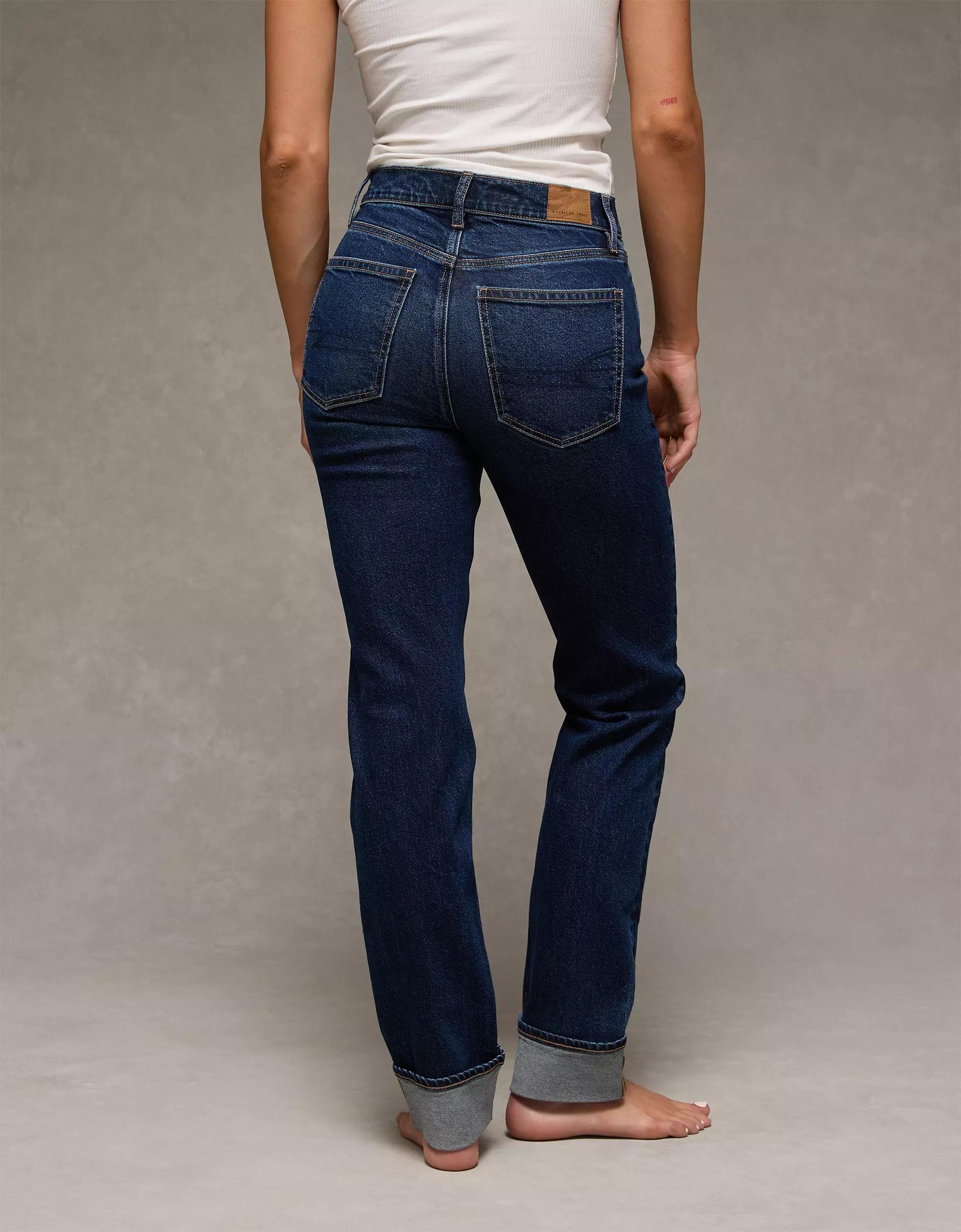 AE Stretch Super High-Waisted Straight Jean Product Image