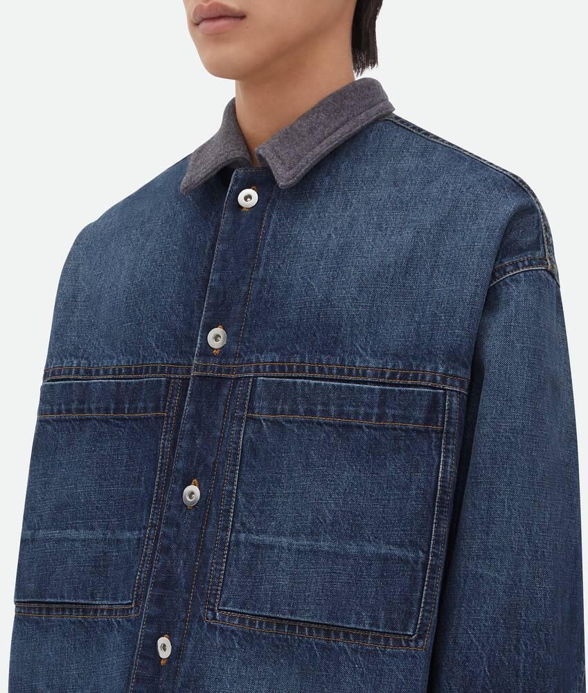 Men's Reversible Wool Denim Jacket in Mid blue/grey melange Product Image