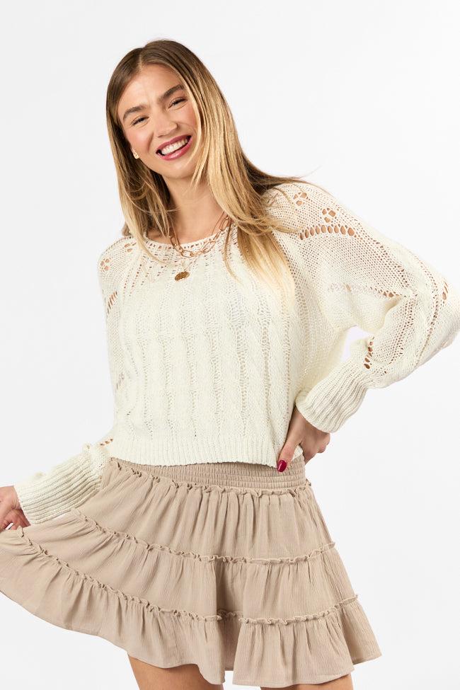 I'm Just Me Ivory Cable Knit Lightweight Sweater FINAL SALE Product Image