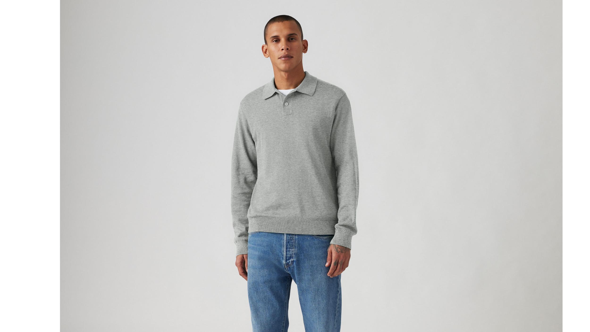 Long Sleeve Sweater Polo Product Image