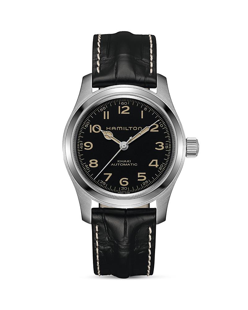 Hamilton Mens Khaki Field Murph Automatic Black Leather Strap Watch Product Image