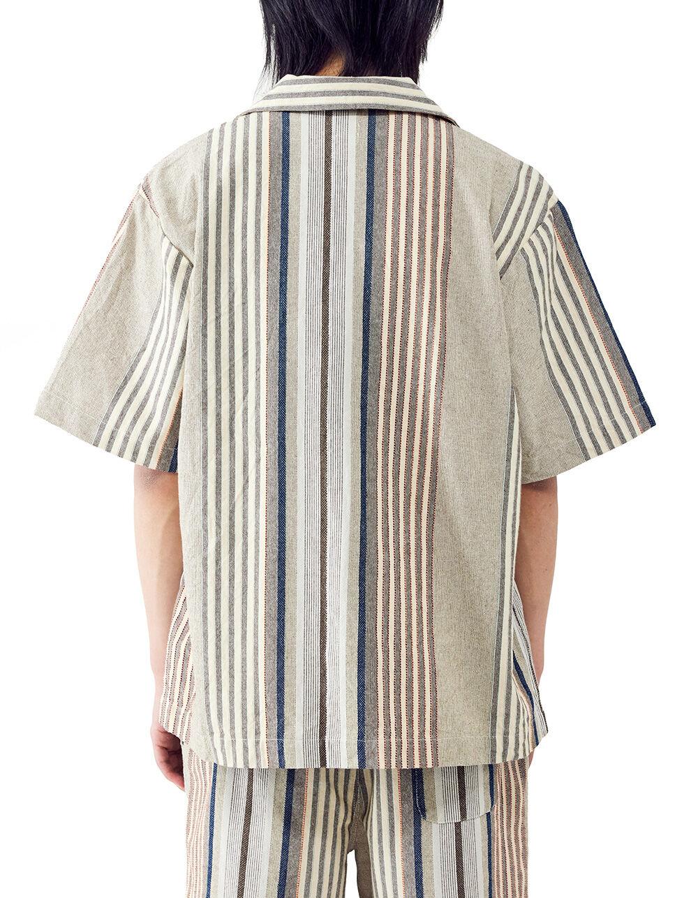 BDG Urban Outfitters Stripe Revere Mens Button Up Shirt - SAND Product Image