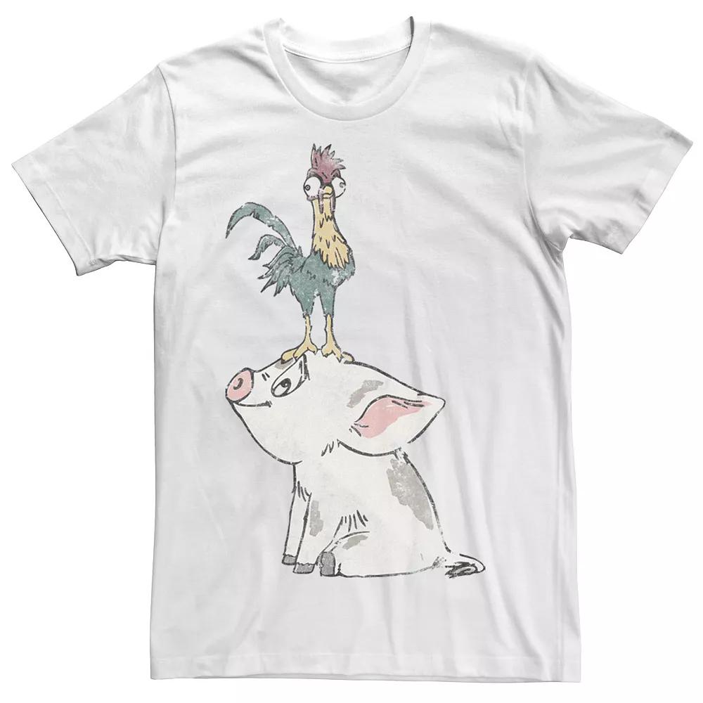 Disney's Moana Hei Hei On Top Of Pigs Head Men's Tee,  Product Image