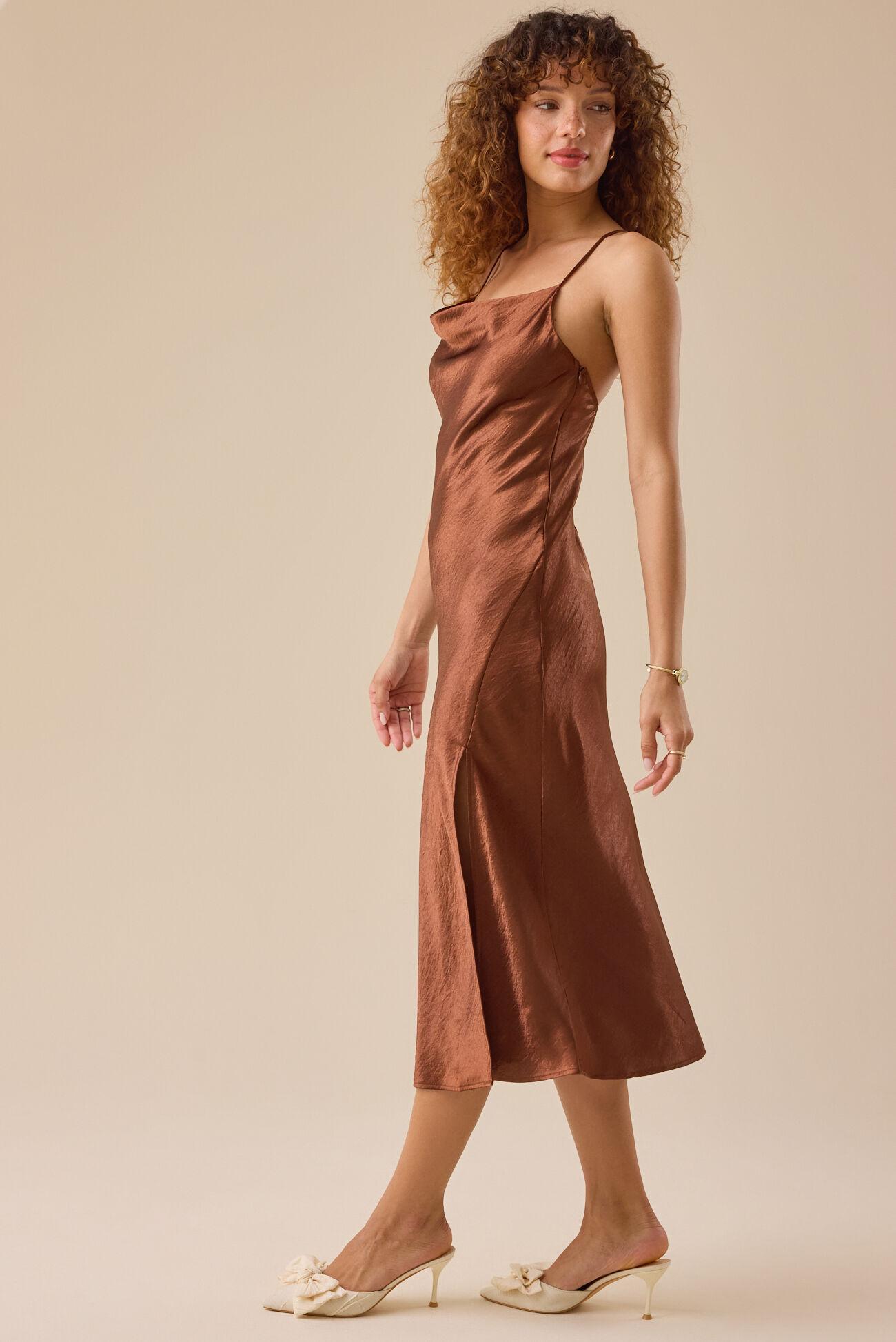 Andrea Satin Maxi Dress Product Image