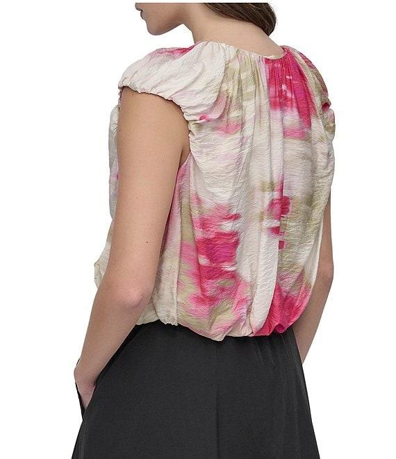 DKNY by Donna Karan Printed Rumpled Voile Bubble Top Product Image