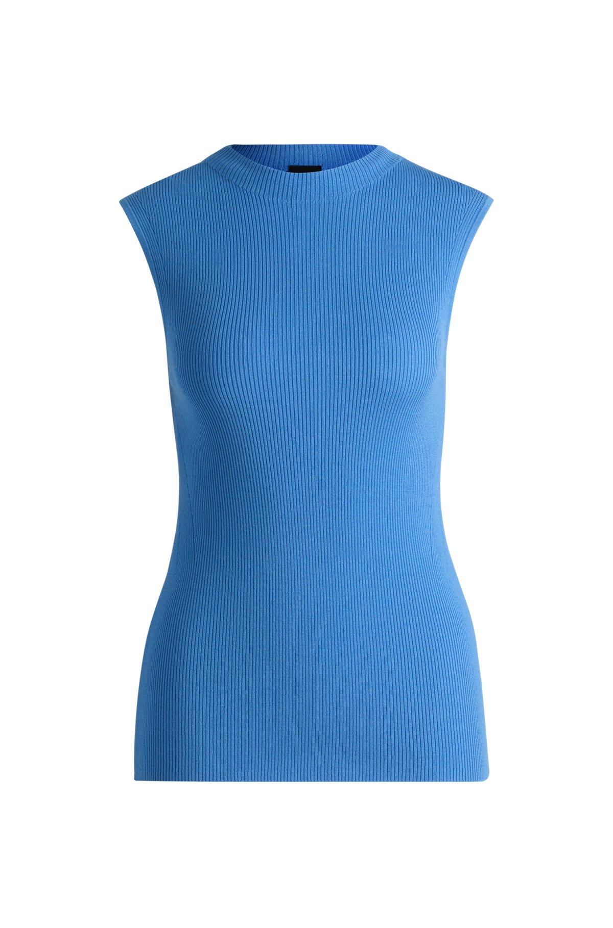 Ribbed-knit top with mock neckline Product Image
