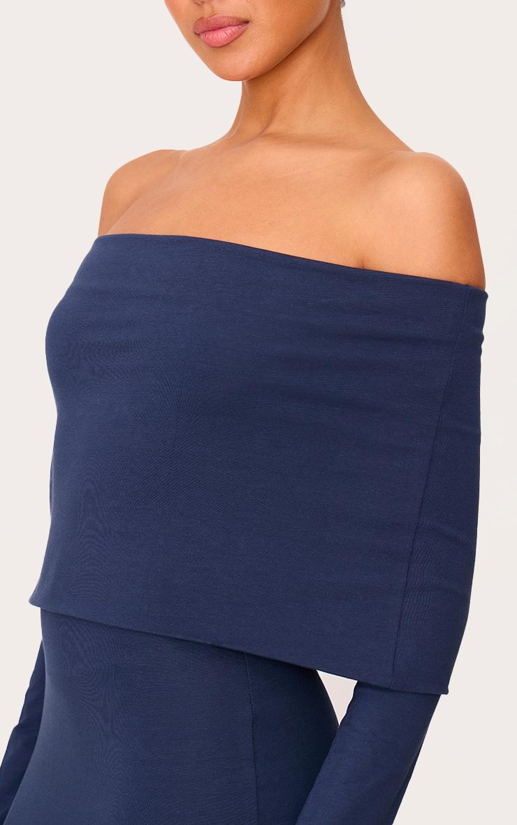 Navy Cotton Super Oversized Bardot Mini Dress Product Image