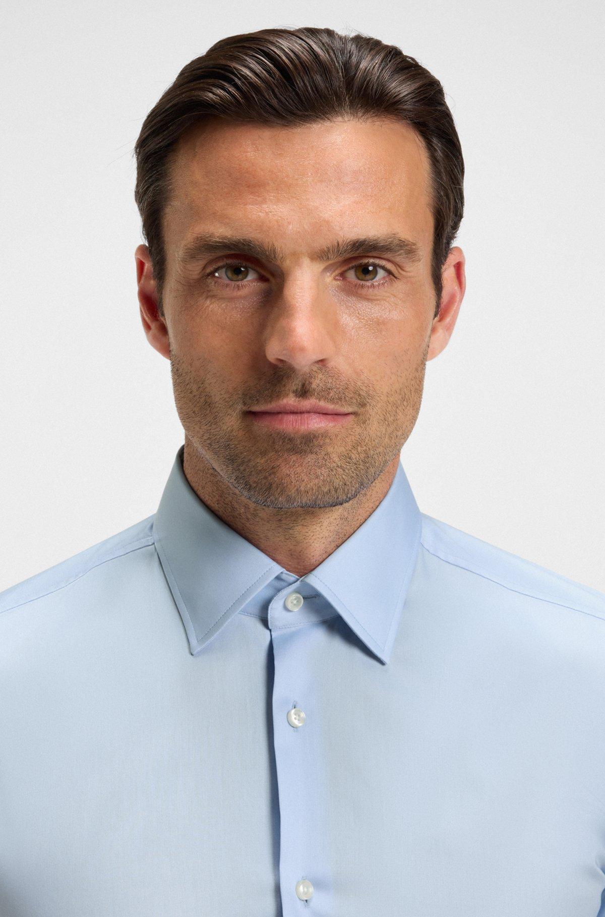 Slim-fit shirt in easy-iron cotton poplin Product Image