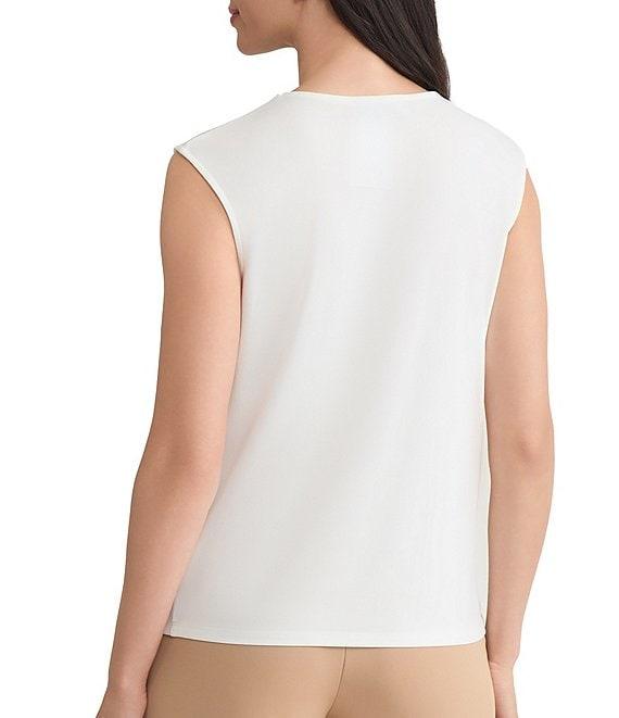Kasper Pleat Neck Knit Top With Hardware Product Image