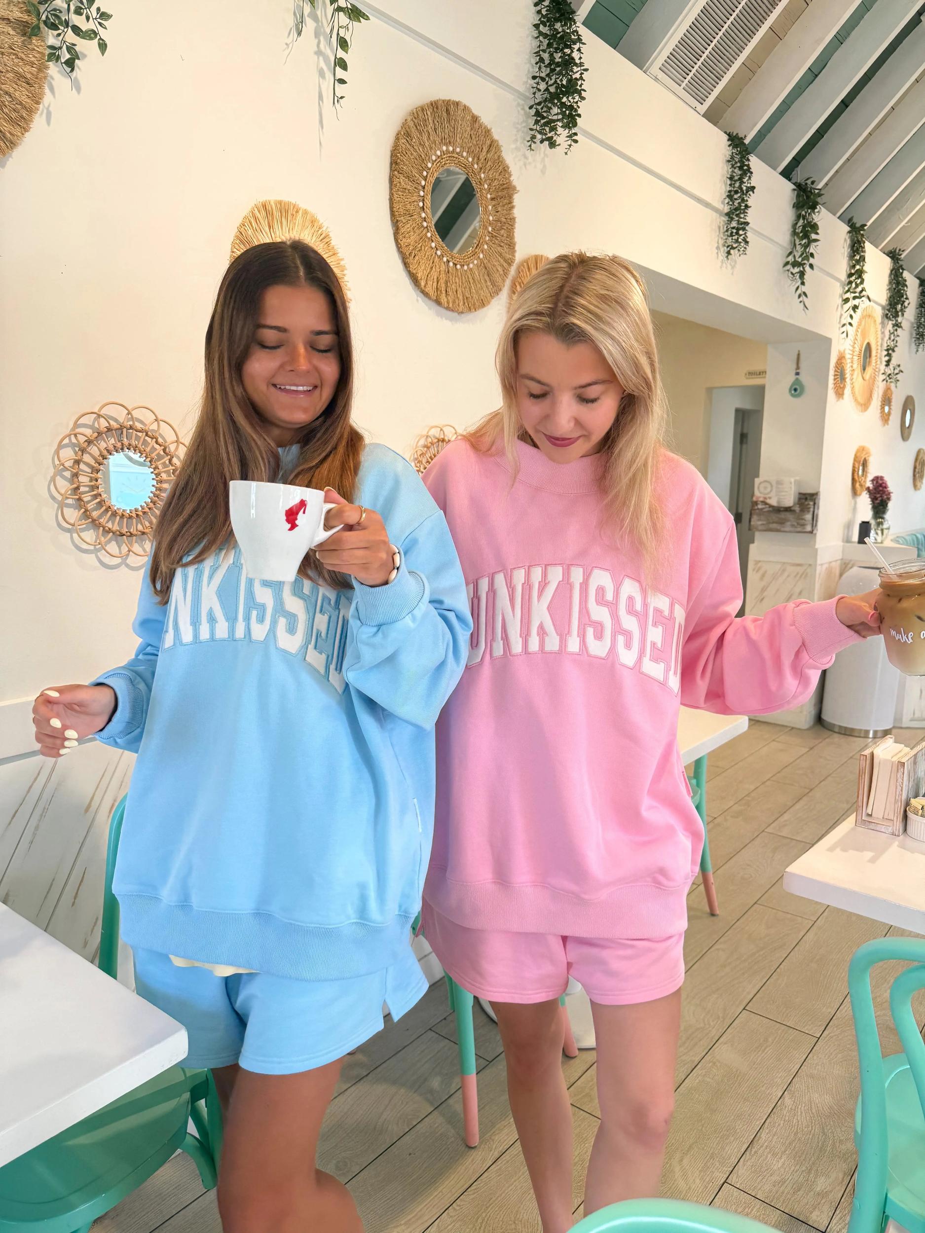 Sunkissed Collegiate Embroider Oversized Mockneck Sweatshirt 100% Cotton Product Image