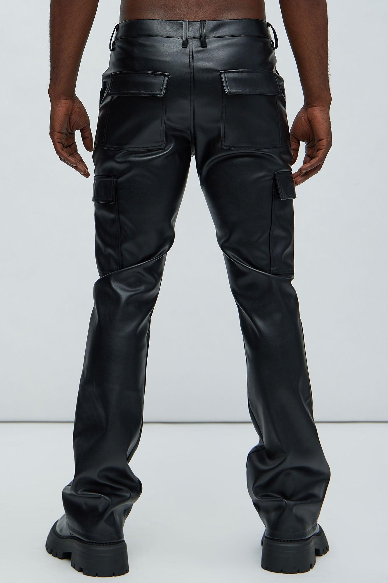 Royce Slim Faux Leather Pants - Black Product Image