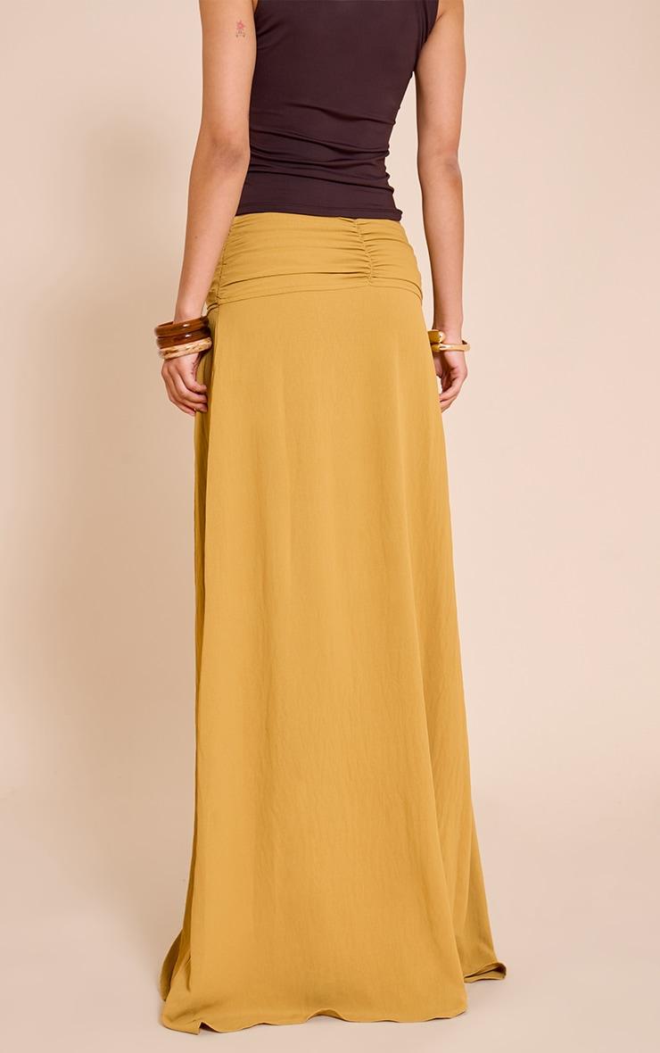 Mustard Floaty Woven Knot Front Maxi Skirt Product Image
