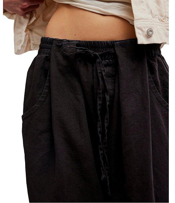 Free People Chambers Laid Back Linen Blend Mid Rise Pull-On Pants Product Image